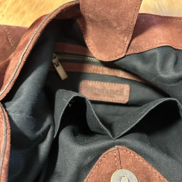 Sundance Origami Italian Suede Bag -  Brown, zip pockets inside and out. EUC - Picture 8 of 13